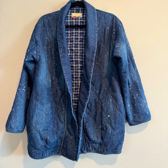 Anthropologie Pilcro Quilted Denim Kimono Jacket Oversized Pockets Boho XS - Picture 3 of 9